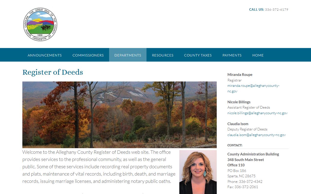 Alleghany County Register of Deeds office for death records