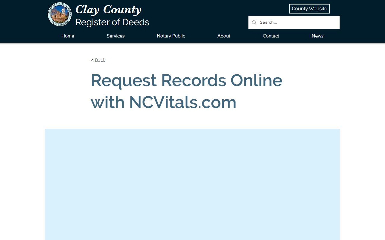 Clay County NCVitals online ordering information for death records
